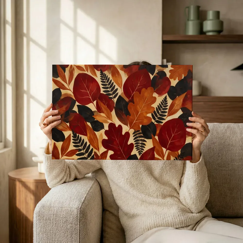 Sfeerimpressie: Gemengd bladpatroon Textured Minimalism 2 terwijl het omhoog wordt gehouden