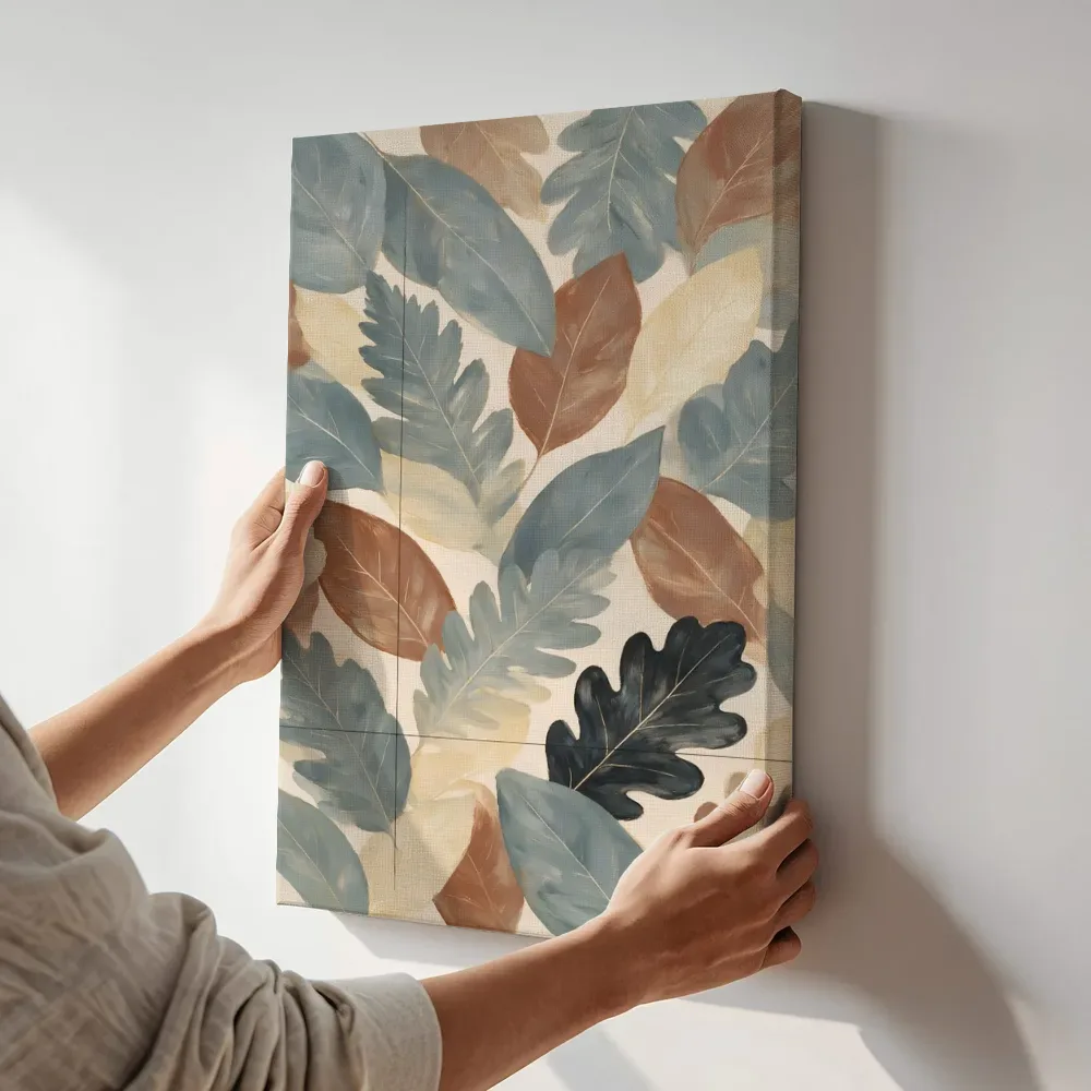 Sfeerimpressie: Gemengd bladpatroon Textured Minimalism 7 terwijl het aan de muur wordt gehangen