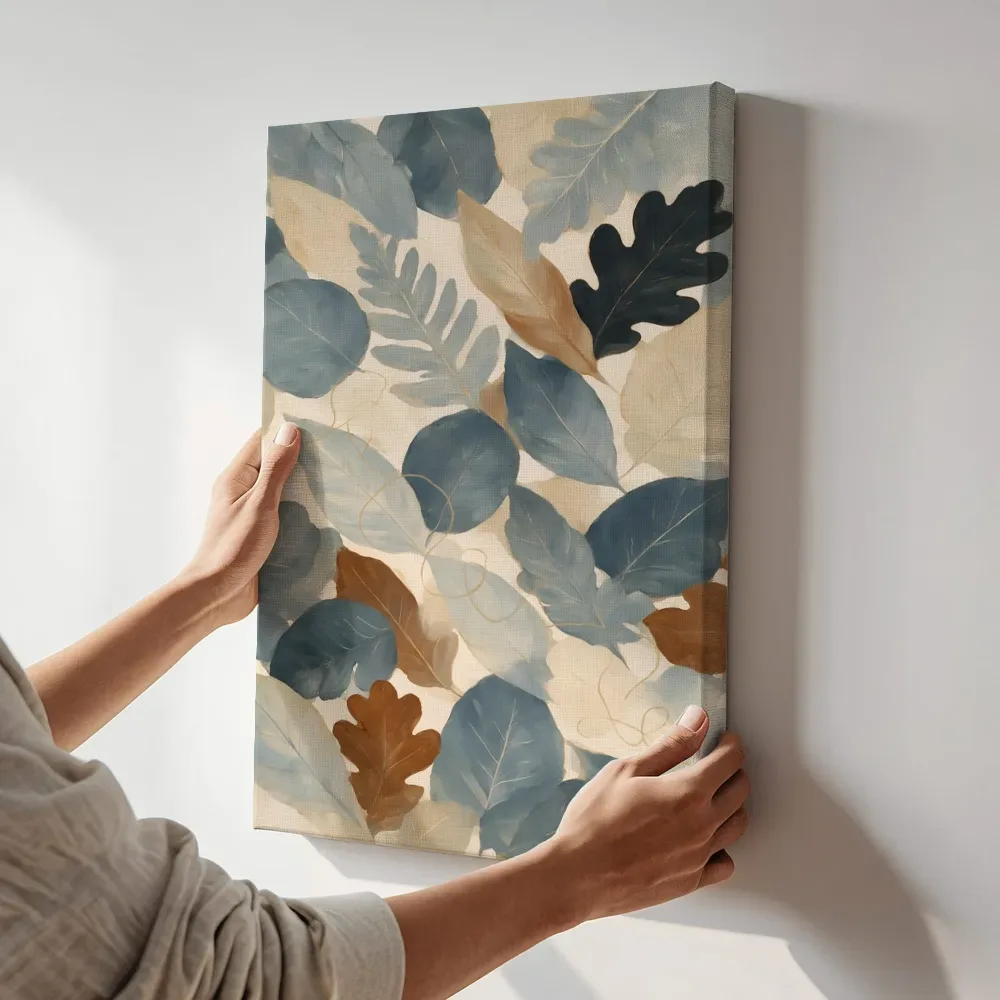 Sfeerimpressie: Gemengd bladpatroon Textured Minimalism 9 terwijl het aan de muur wordt gehangen