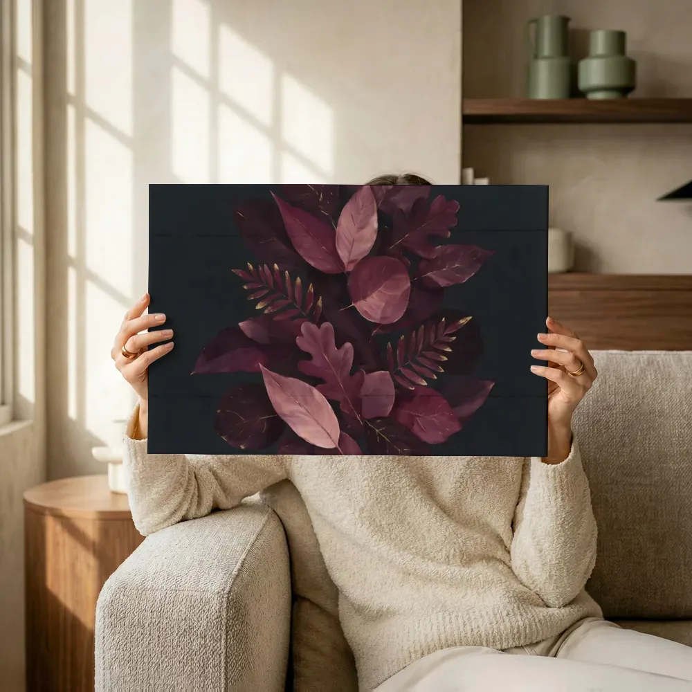 Sfeerimpressie: Gemengd bladpatroon Textured Minimalism in magenta 2 terwijl het omhoog wordt gehouden