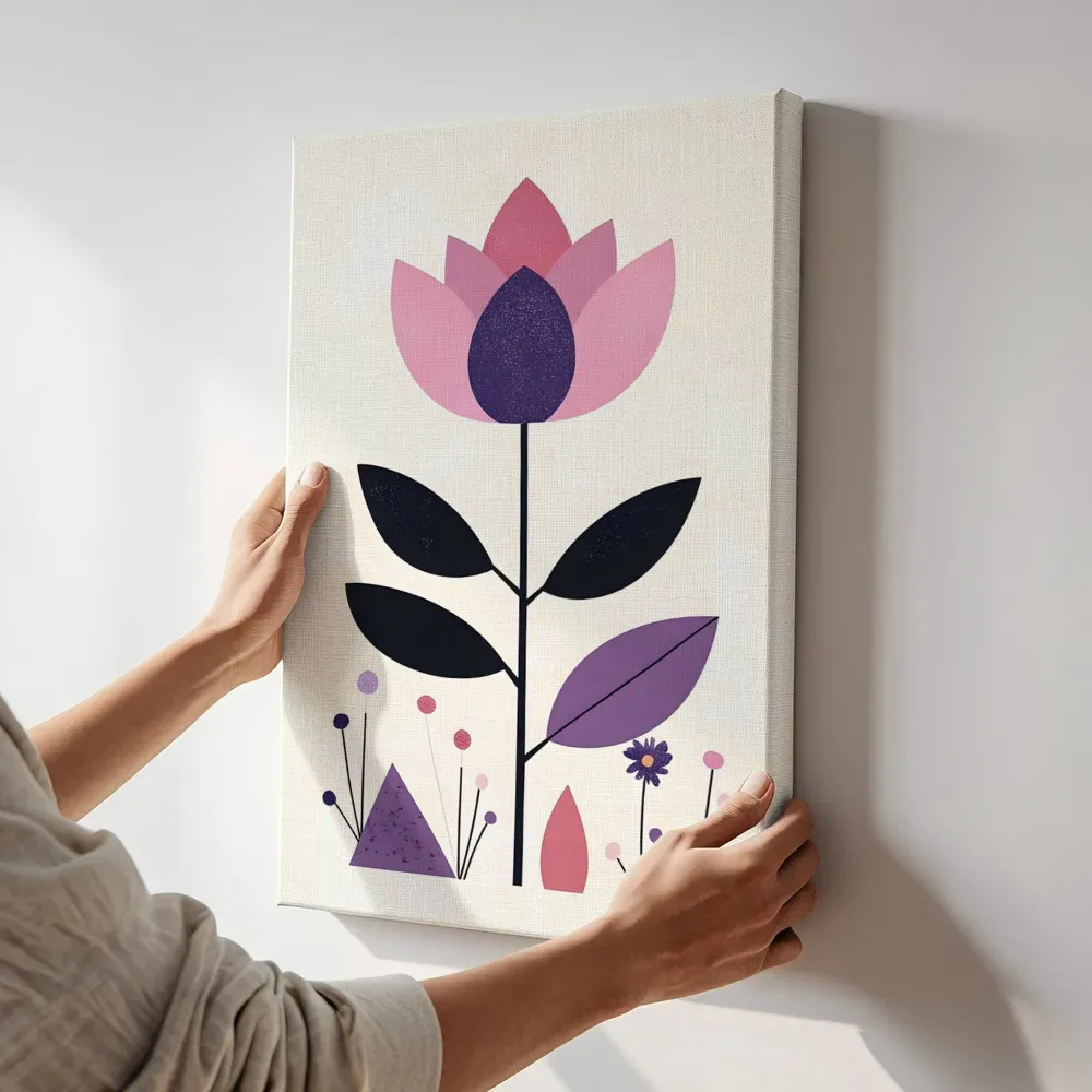 Sfeerimpressie: Geometrische lotusbloem terwijl het aan de muur wordt gehangen