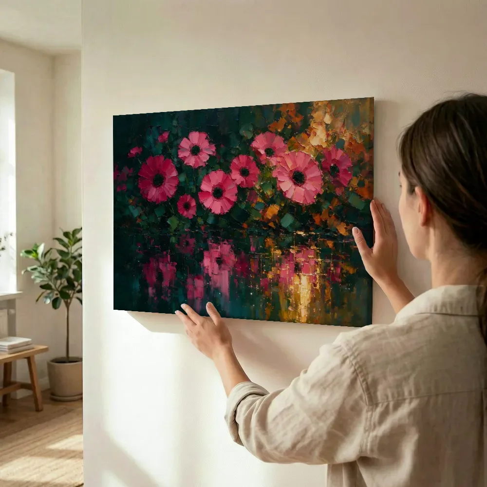 Sfeerimpressie: Gerbera aan de oever in fuchsia terwijl het wordt opgehangen