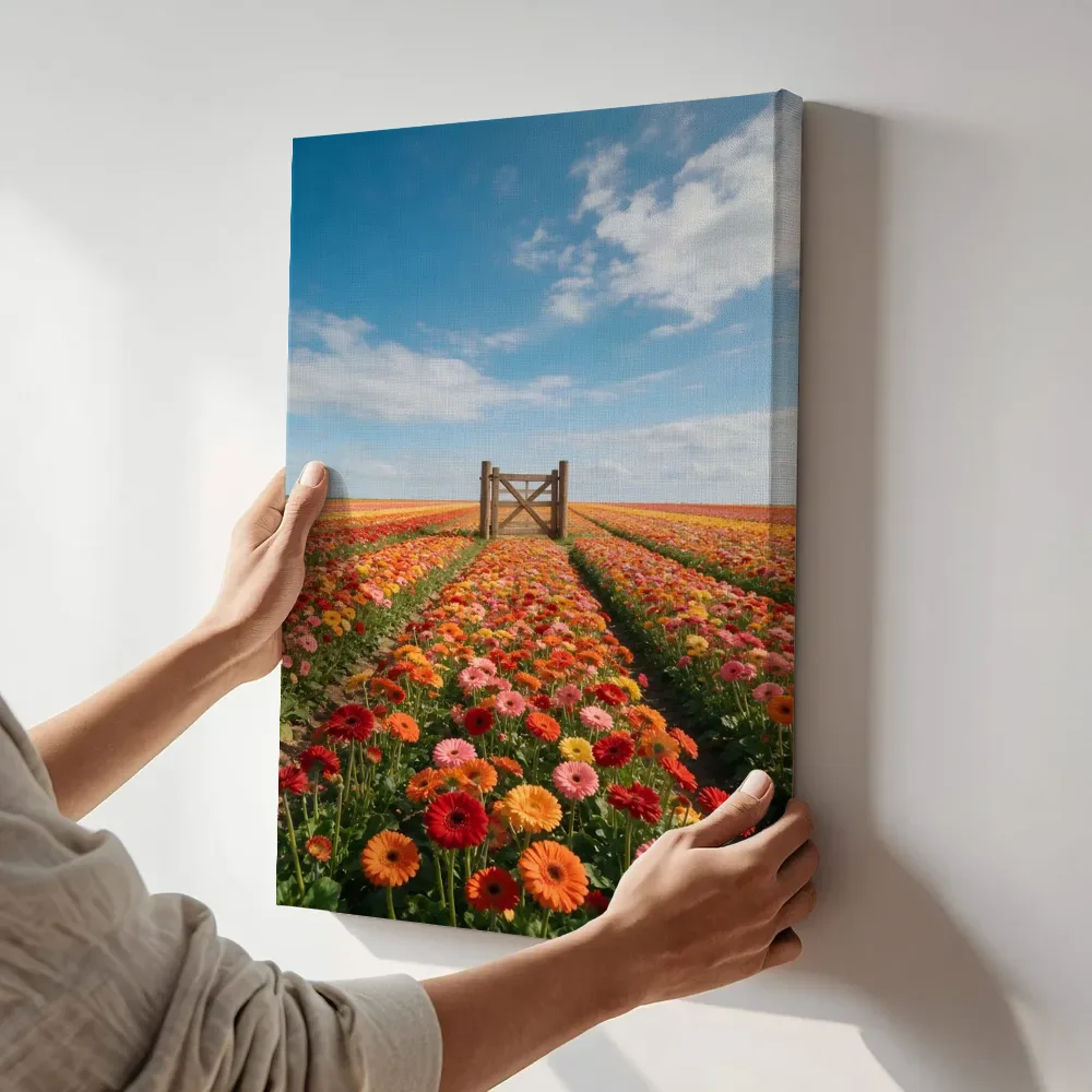 Sfeerimpressie: Gerbera bij volle zon 5 terwijl het aan de muur wordt gehangen