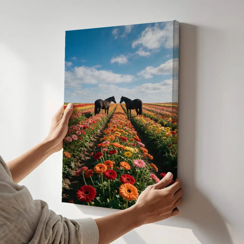 Sfeerimpressie: Gerbera bij volle zon 8 terwijl het aan de muur wordt gehangen