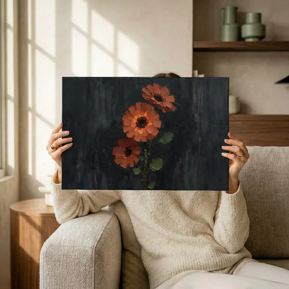 Sfeerimpressie: Gerbera in terracotta terwijl het omhoog wordt gehouden