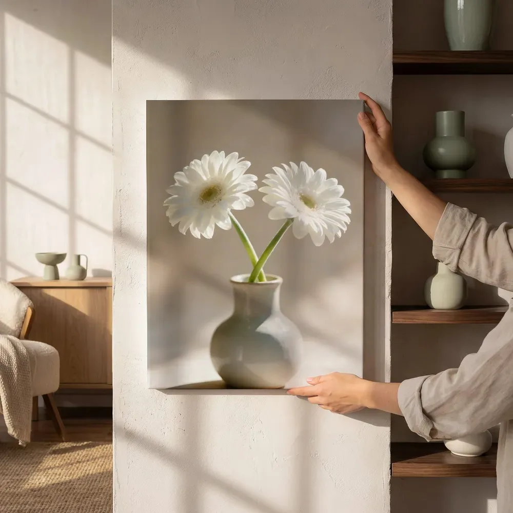 Sfeerimpressie: Gerbera in volle zon, wit 3 naast de kast
