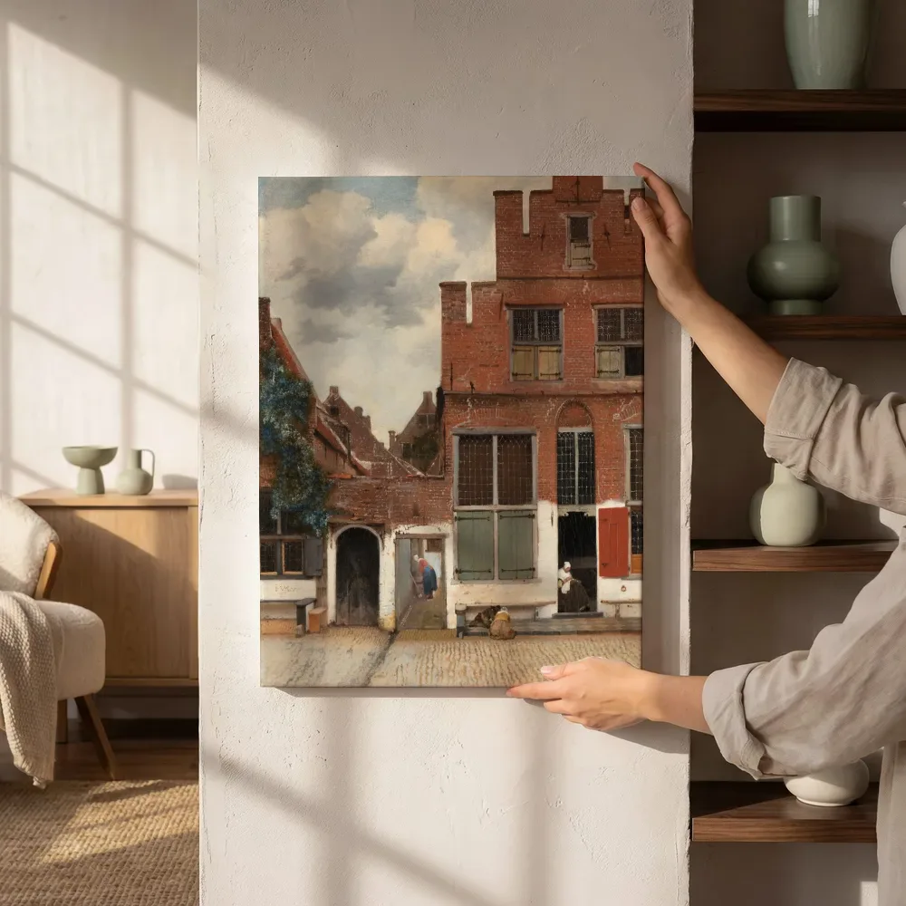 Sfeerimpressie: Gezicht op huizen in Delft, bekend als ‘Het straatje’ van Johannes Vermeer naast de kast