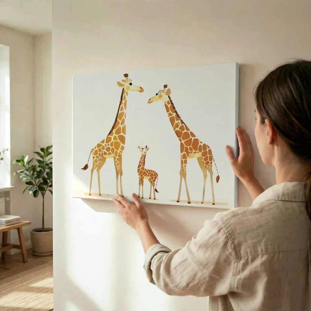 Sfeerimpressie: Giraffenfamilie terwijl het wordt opgehangen