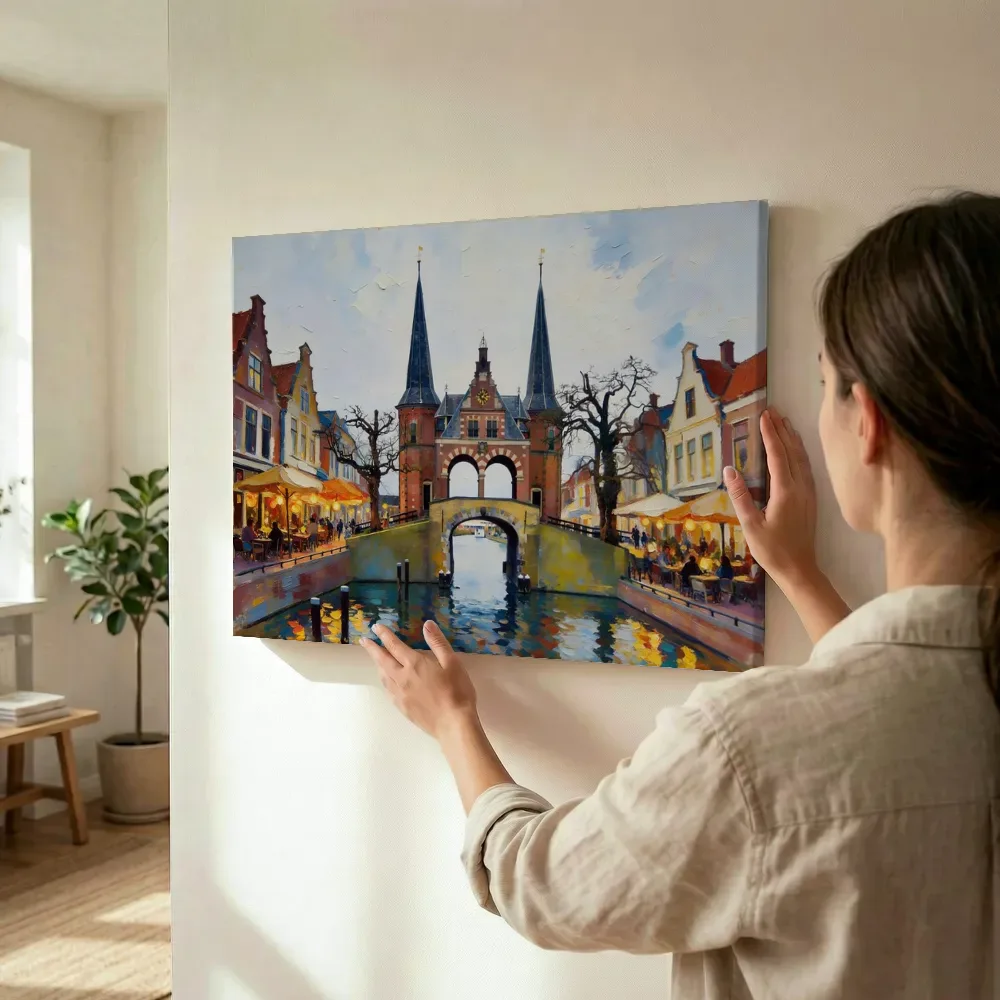 Sfeerimpressie: Glasgow, Merchant City in bijna abstract terwijl het wordt opgehangen