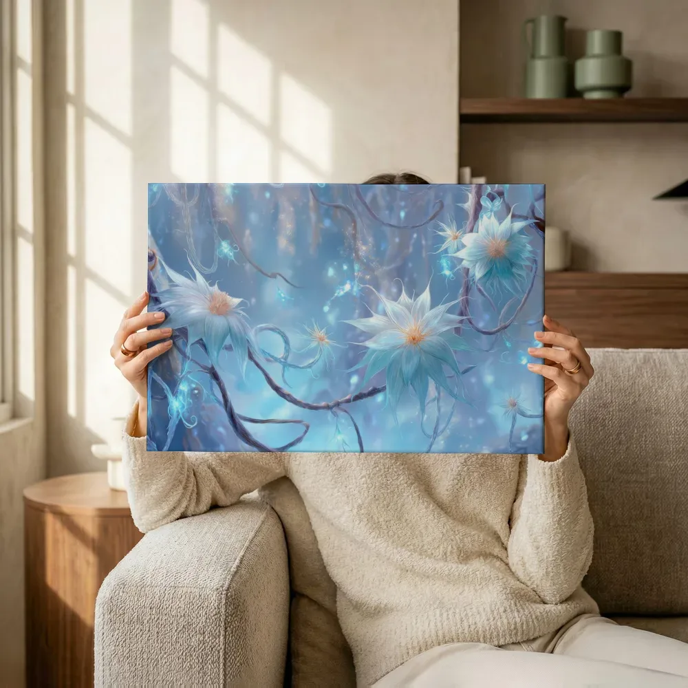 Sfeerimpressie: Glinsterende IJsranken met sterbloemen terwijl het omhoog wordt gehouden