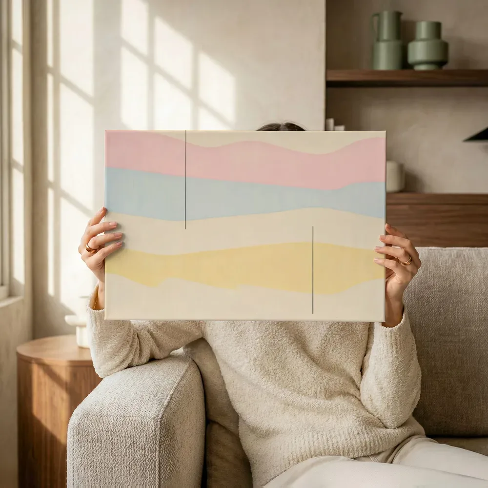 Sfeerimpressie: Golvende banen Textured Minimalism 16 terwijl het omhoog wordt gehouden