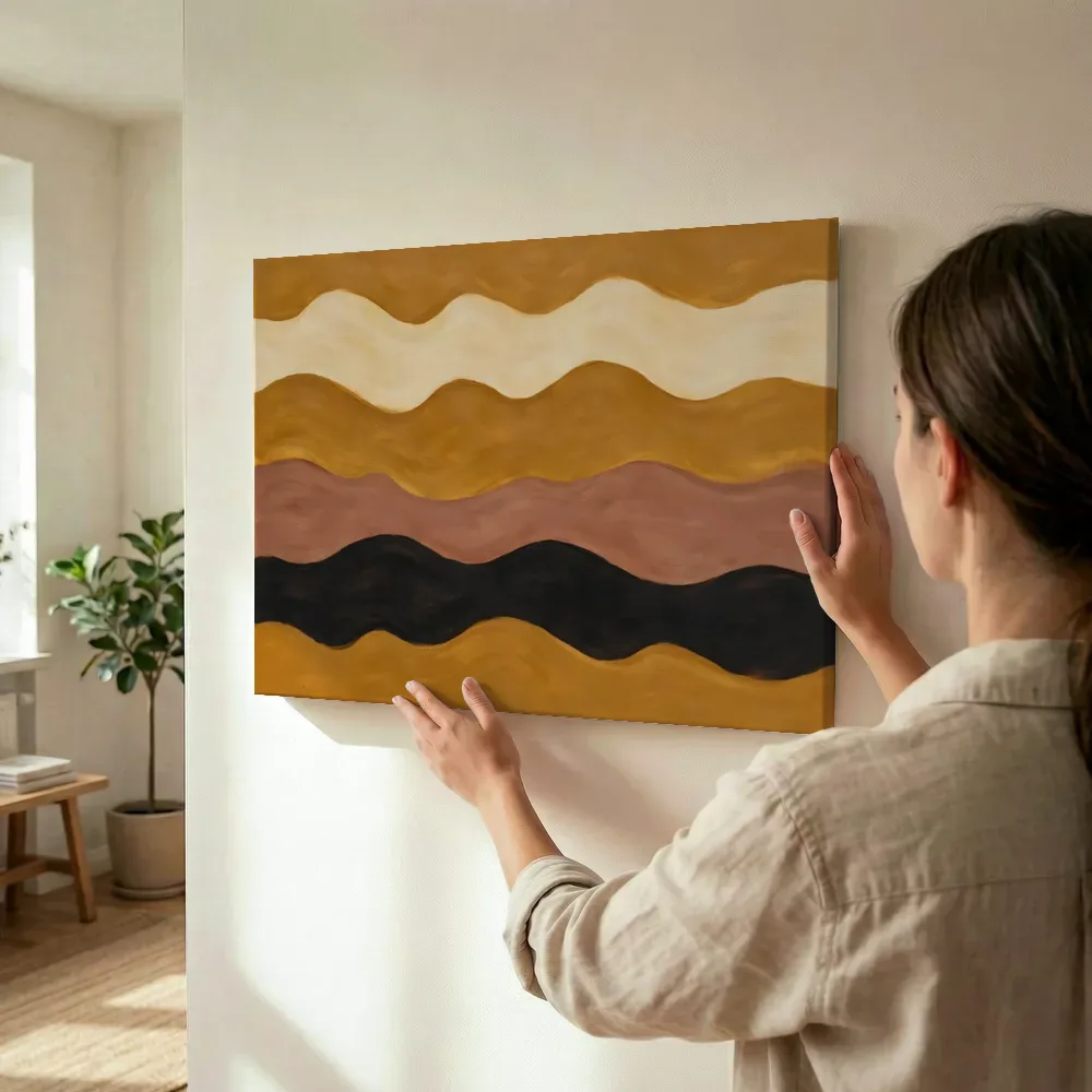 Sfeerimpressie: Golvende banen Textured Minimalism 19 terwijl het wordt opgehangen