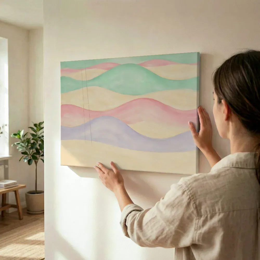 Sfeerimpressie: Golvende banen Textured Minimalism 2 terwijl het wordt opgehangen