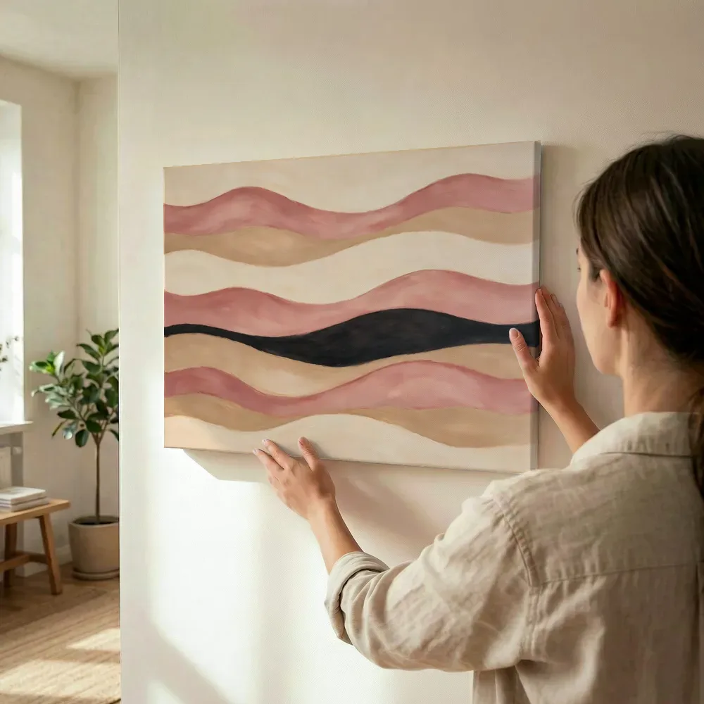 Sfeerimpressie: Golvende banen Textured Minimalism 4 terwijl het wordt opgehangen