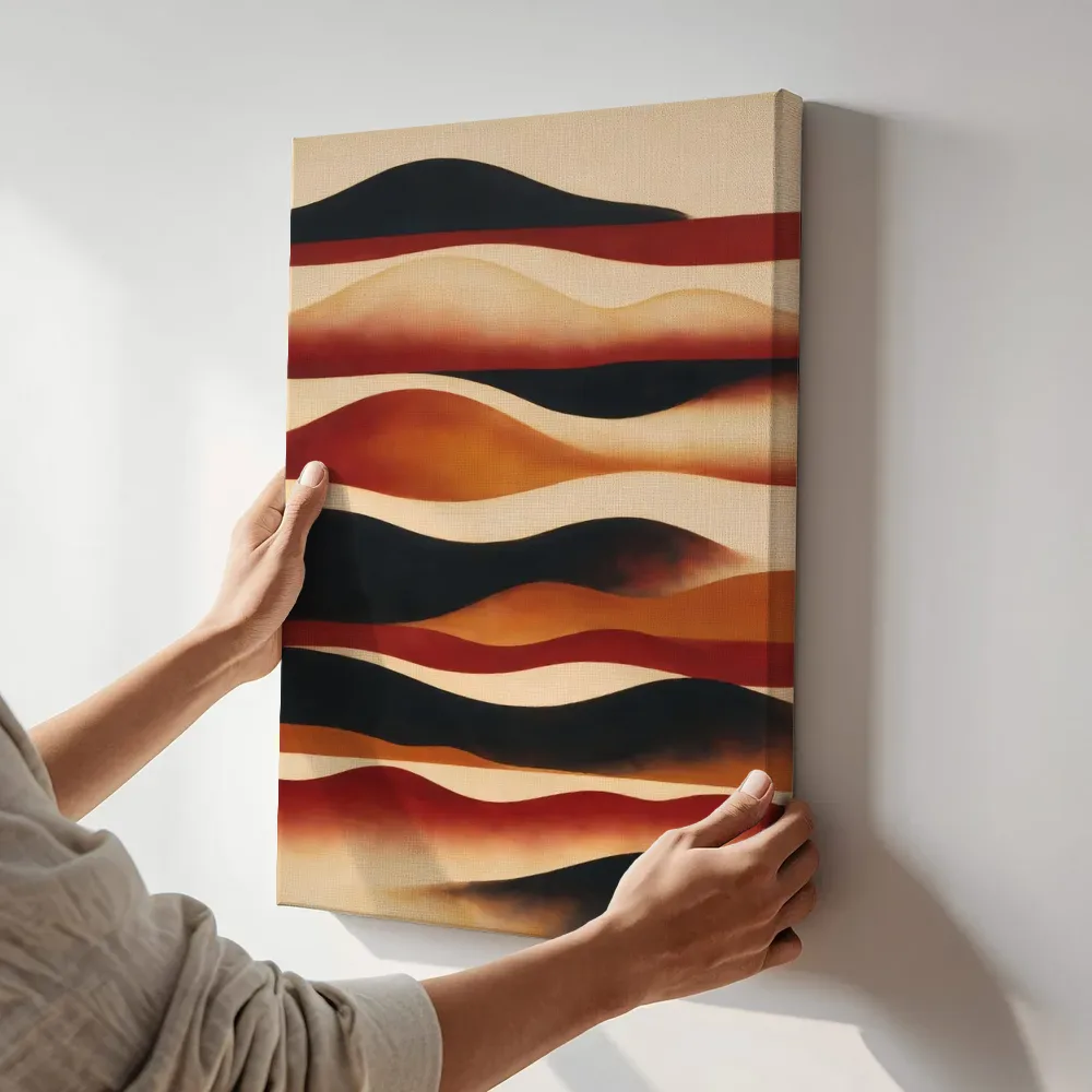 Sfeerimpressie: Golvende banen Textured Minimalism 5 terwijl het aan de muur wordt gehangen