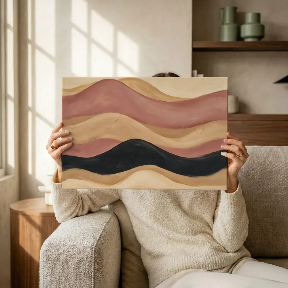 Sfeerimpressie: Golvende banen Textured Minimalism 9 terwijl het omhoog wordt gehouden