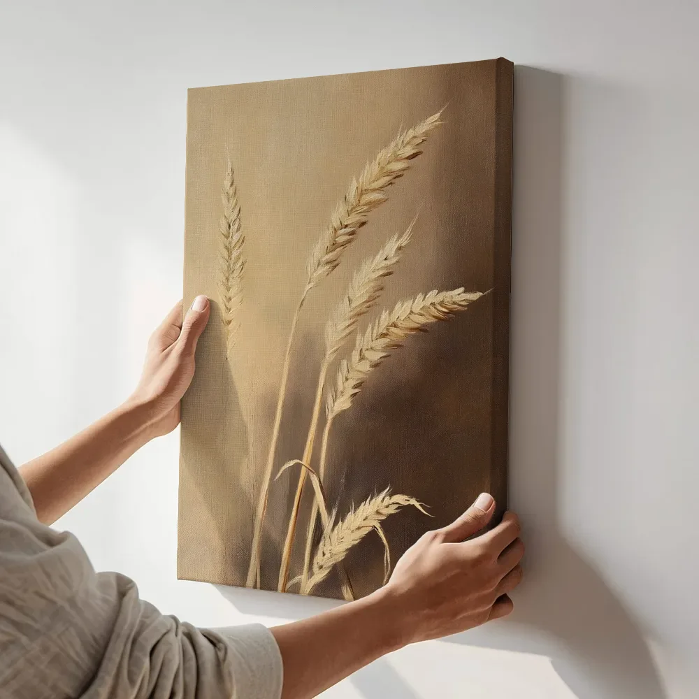 Sfeerimpressie: Gouden korenaren terwijl het aan de muur wordt gehangen