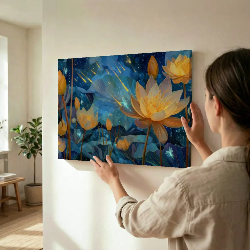 Sfeerimpressie: Gouden lotus onder vallende sterren terwijl het wordt opgehangen