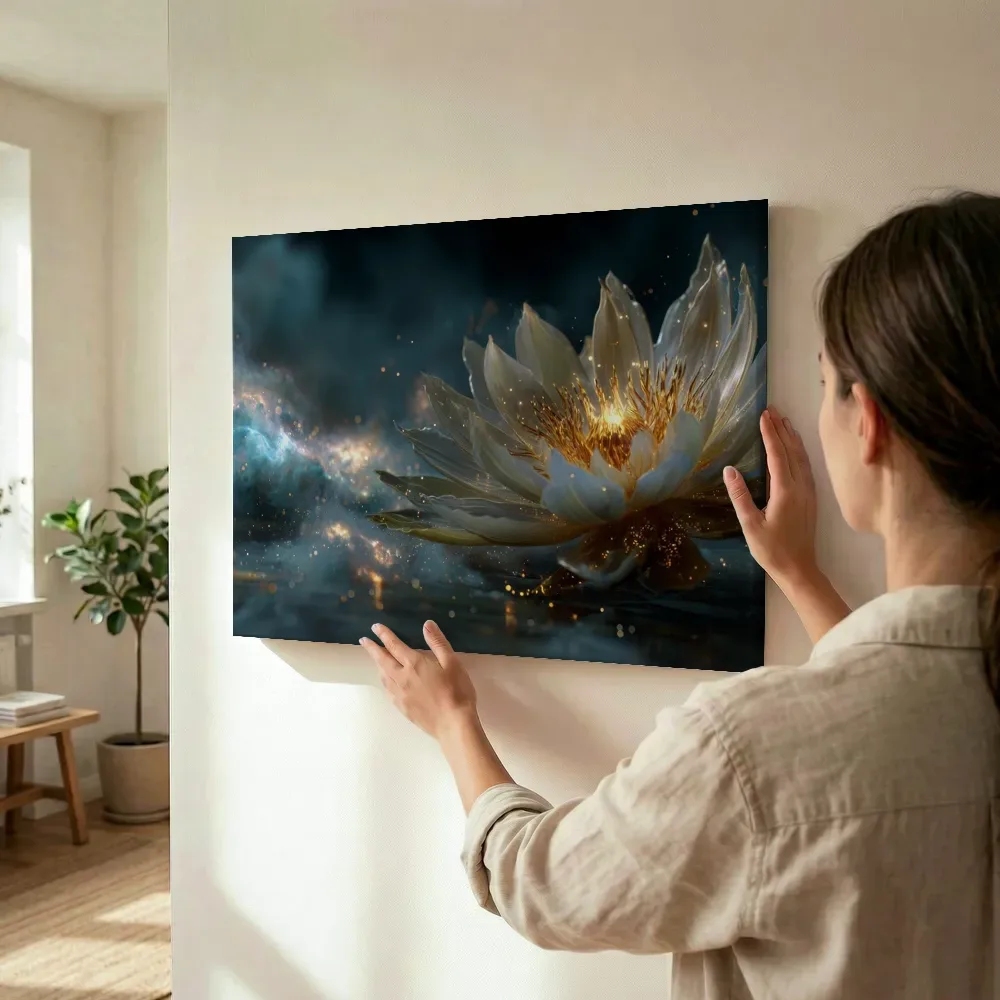 Sfeerimpressie: Gouden lotus tussen de sterren terwijl het wordt opgehangen