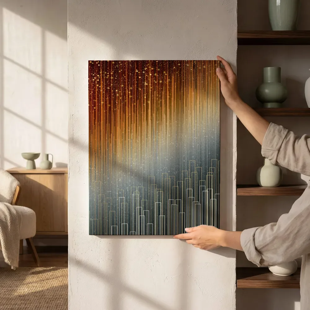 Sfeerimpressie: Gouden sterrenregen skyline naast de kast