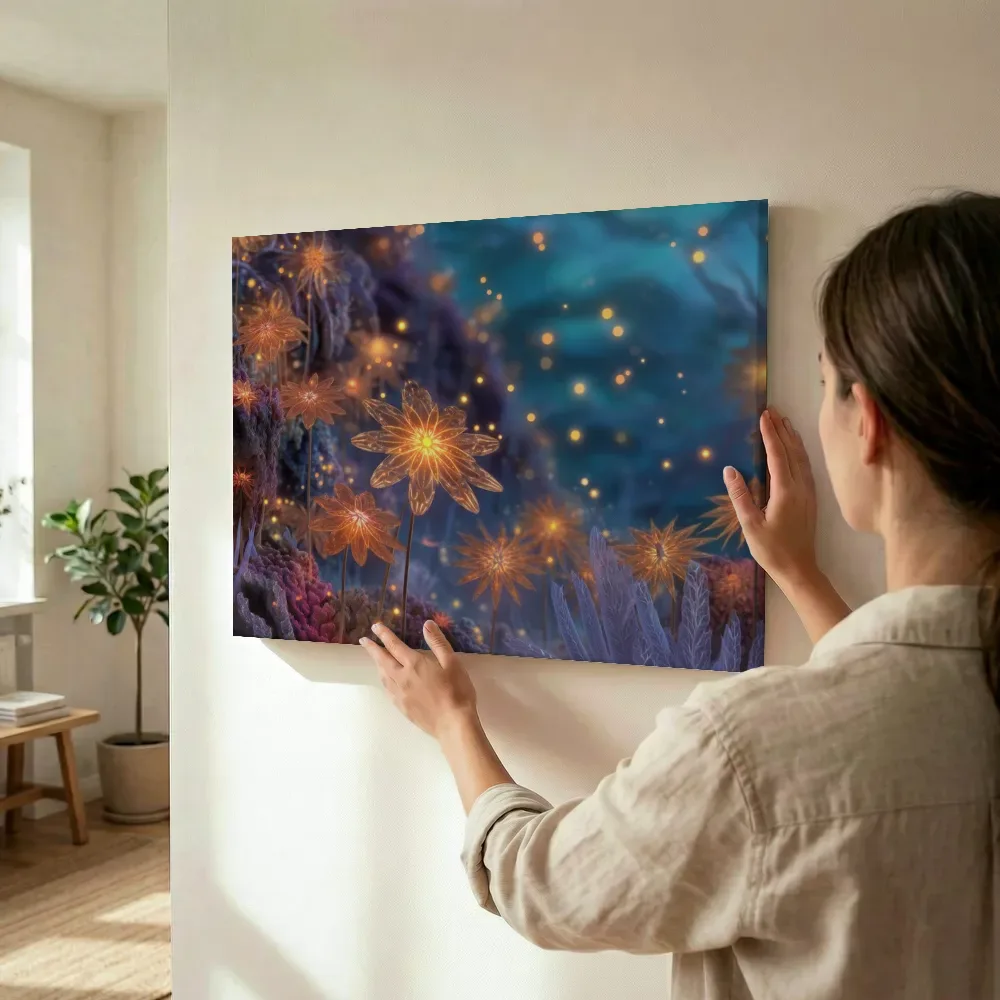 Sfeerimpressie: Stervormige vuurbloemen in de nacht terwijl het wordt opgehangen