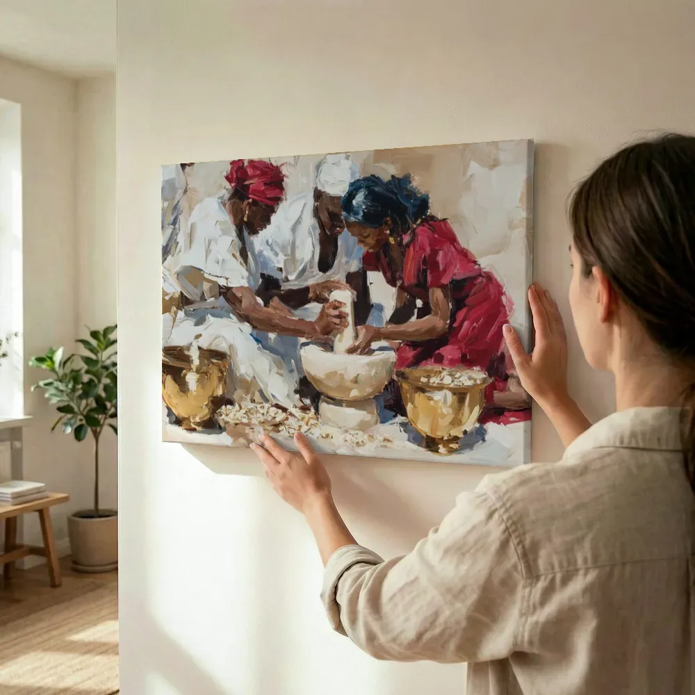 Sfeerimpressie: Graan stampen terwijl het wordt opgehangen