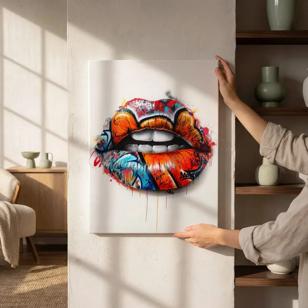 Sfeerimpressie: Graffiti lippen naast de kast