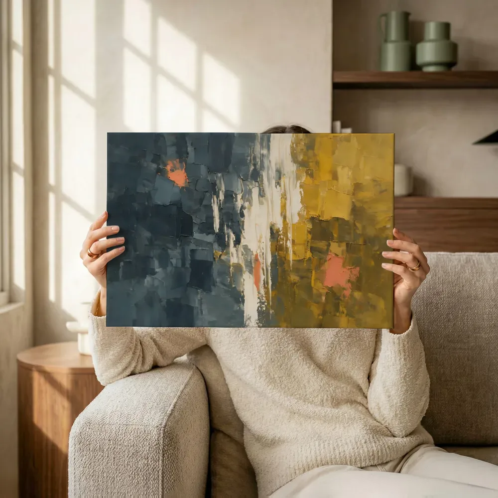 Sfeerimpressie: Grafiet en mosterd van links naar rechts terwijl het omhoog wordt gehouden