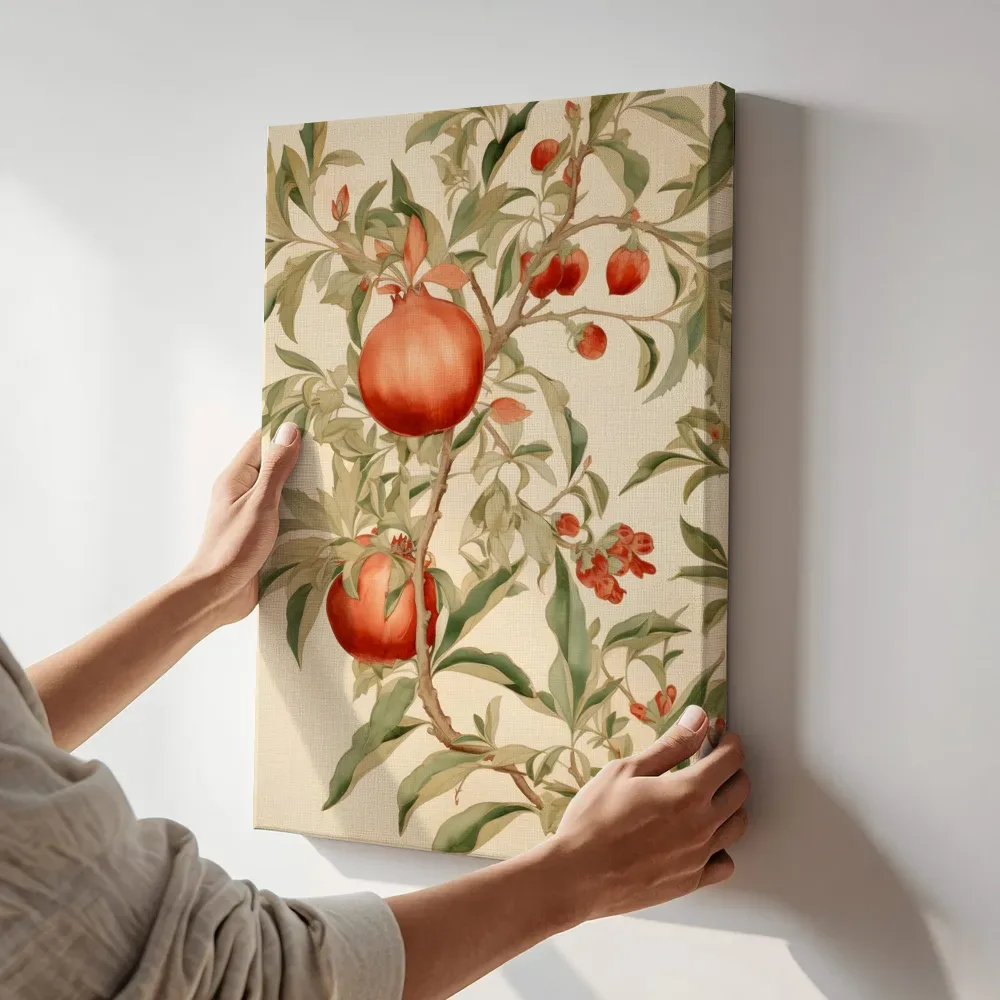 Sfeerimpressie: Granaatappeltak terwijl het aan de muur wordt gehangen