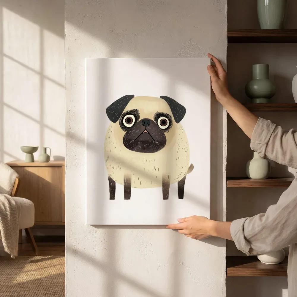 Sfeerimpressie: Grappige pug naast de kast