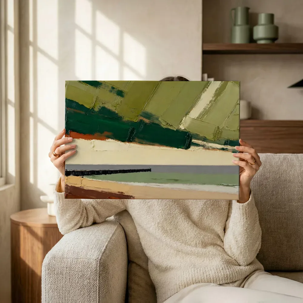 Sfeerimpressie: Groene duinen boven het strand terwijl het omhoog wordt gehouden