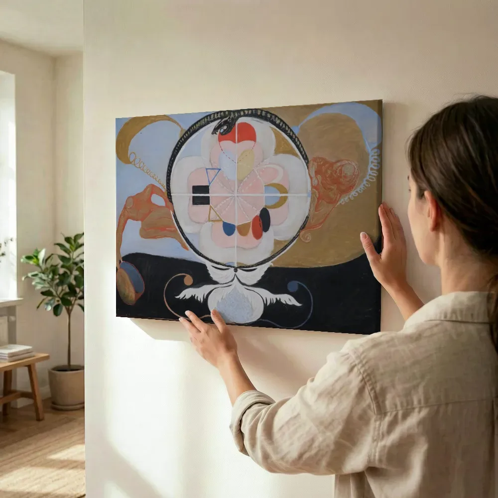 Sfeerimpressie: Groep VI, Evolutie van Hilma af Klint terwijl het wordt opgehangen
