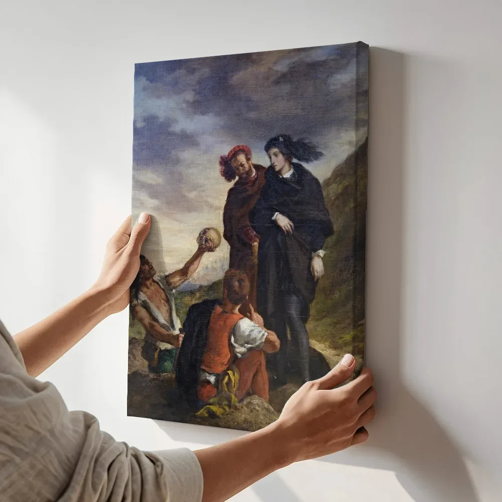 Sfeerimpressie: Hamlet en Horatio op het kerkhof van Eugène Delacroix terwijl het aan de muur wordt gehangen