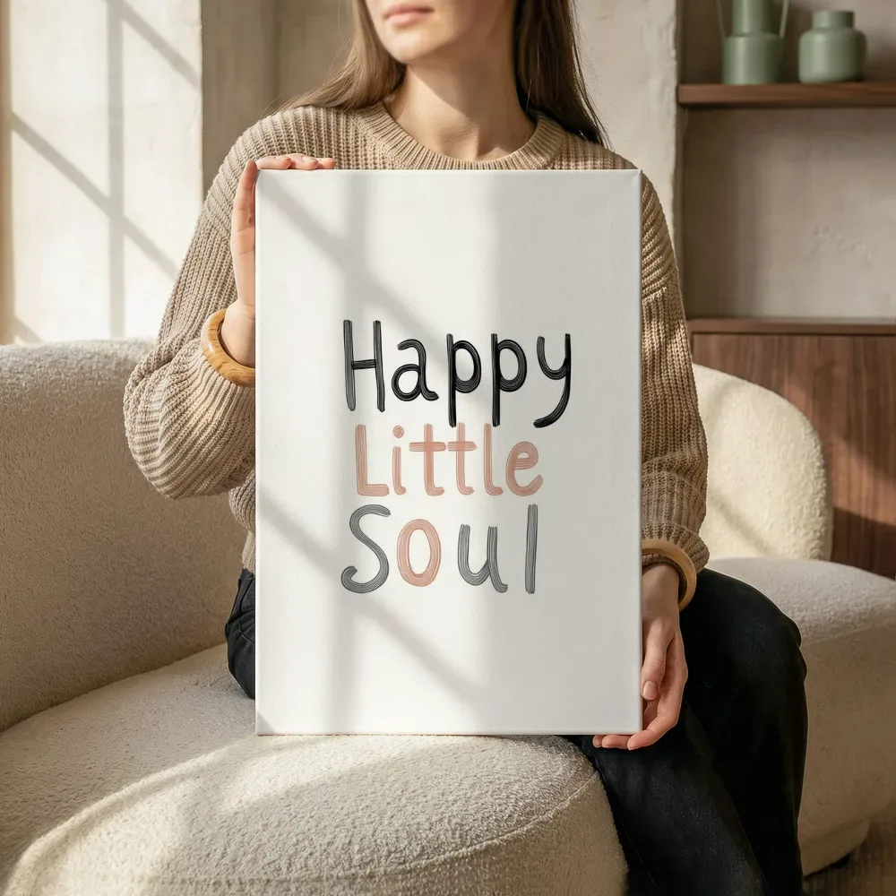 Sfeerimpressie: Happy little soul speelse letters terwijl het zittend wordt getoond