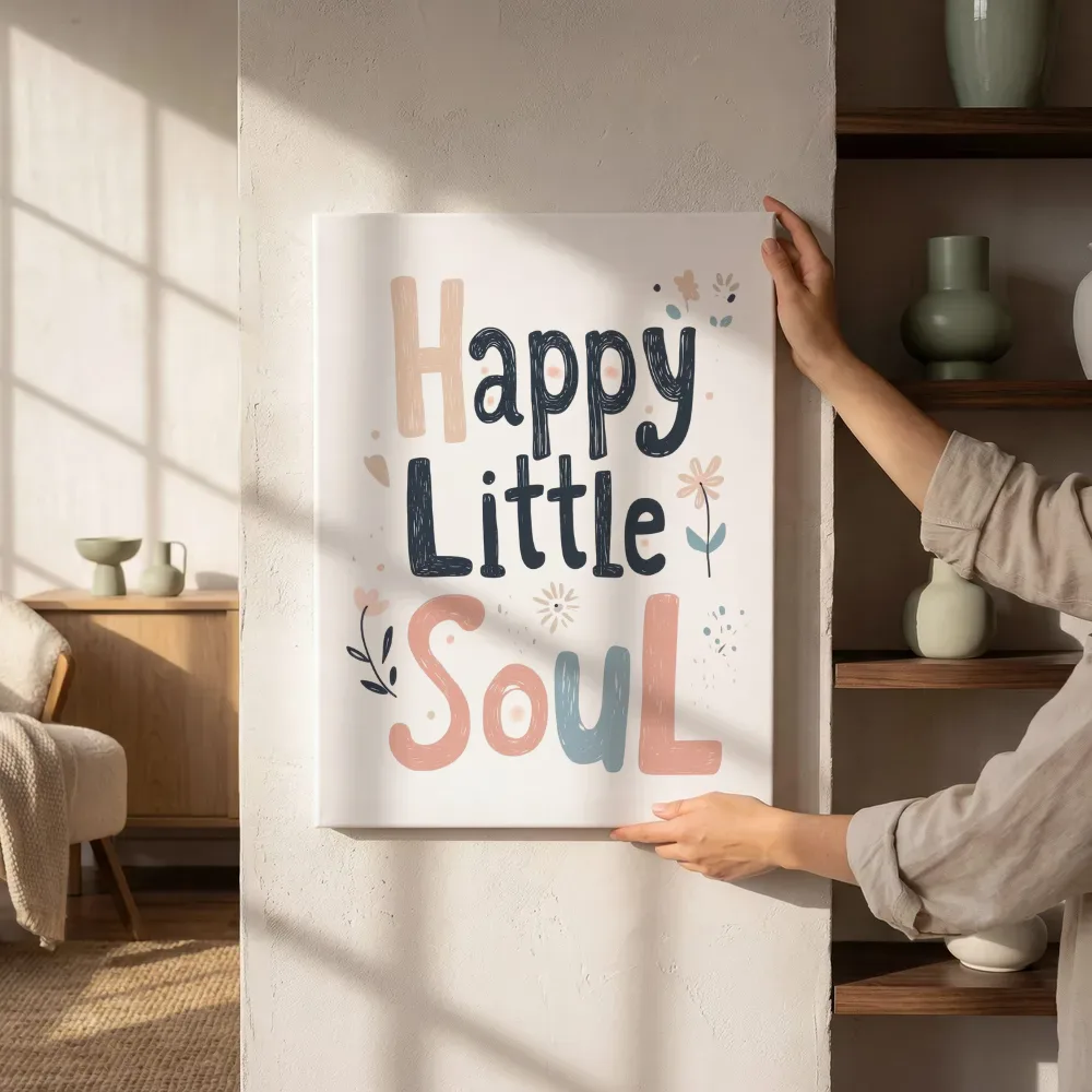 Sfeerimpressie: Happy little soul tekst naast de kast