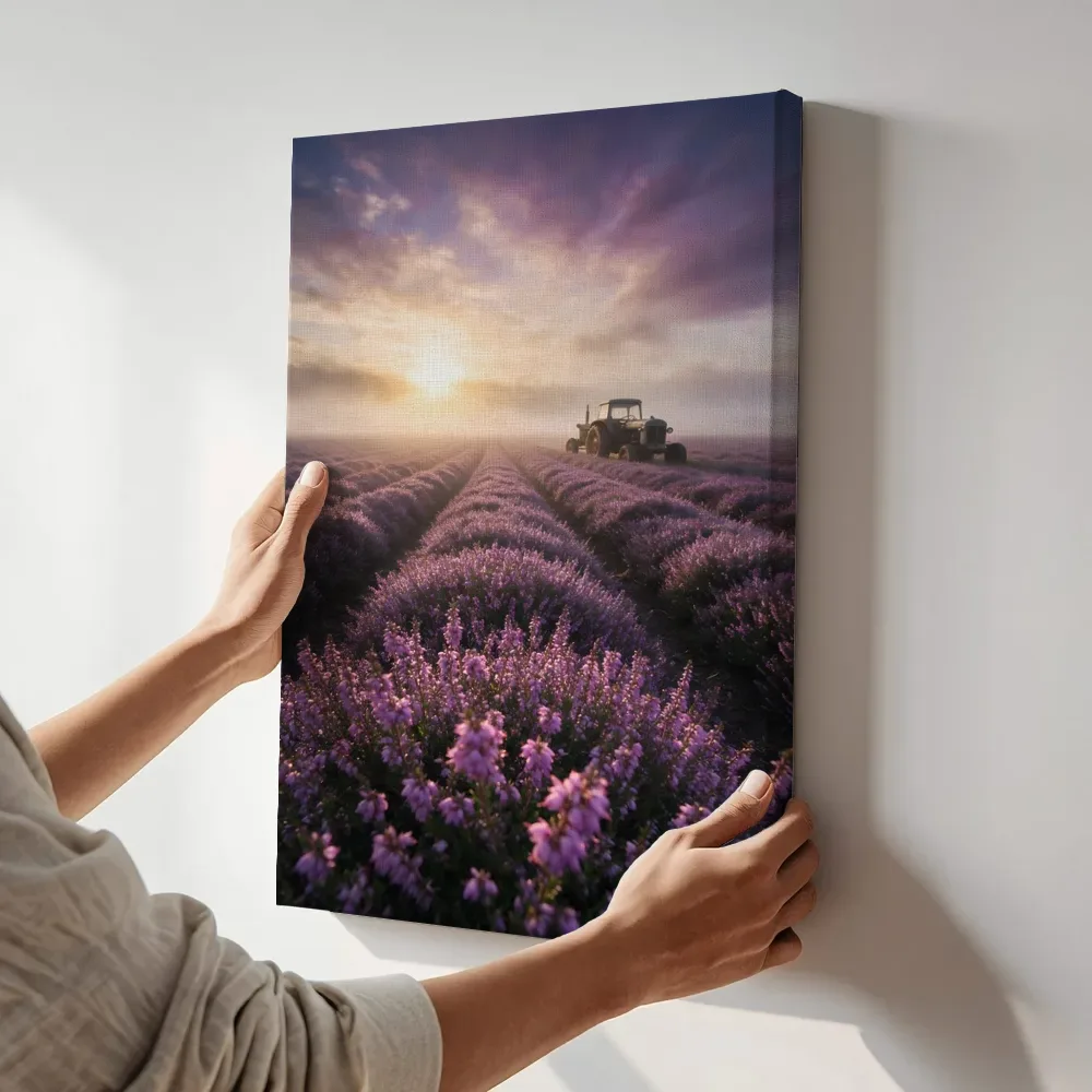 Sfeerimpressie: Heide bij de zonsopkomst 11 terwijl het aan de muur wordt gehangen