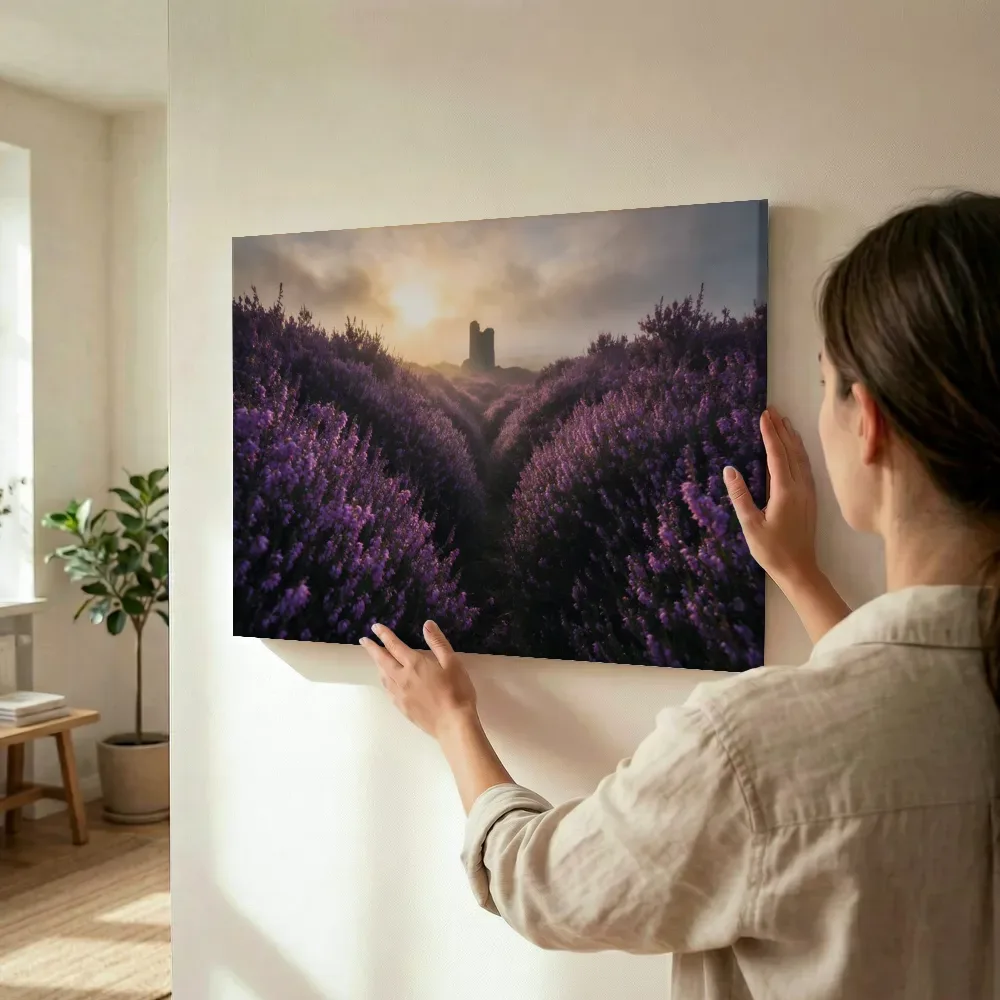 Sfeerimpressie: Heide bij de zonsopkomst 13 terwijl het wordt opgehangen