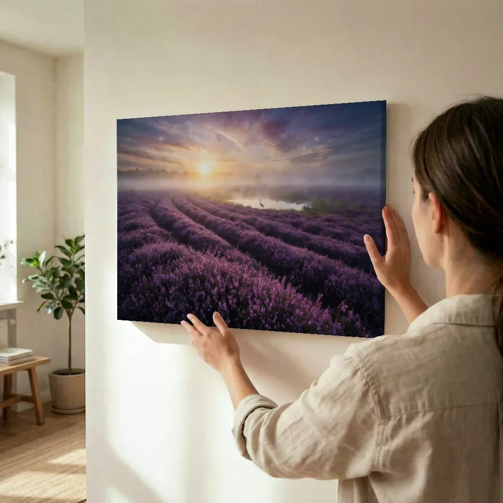 Sfeerimpressie: Heide bij de zonsopkomst 2 terwijl het wordt opgehangen