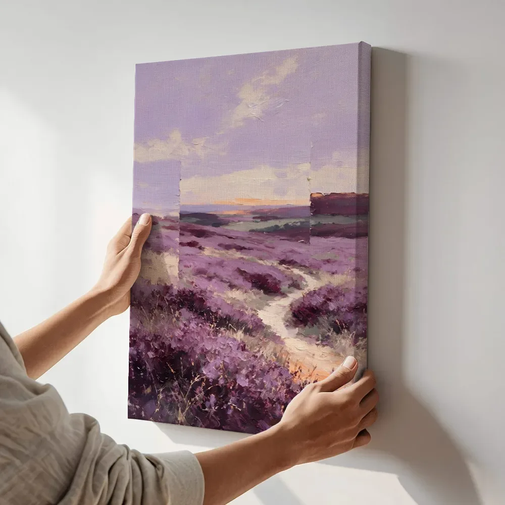 Sfeerimpressie: Heide in fragmenten, lila terwijl het aan de muur wordt gehangen