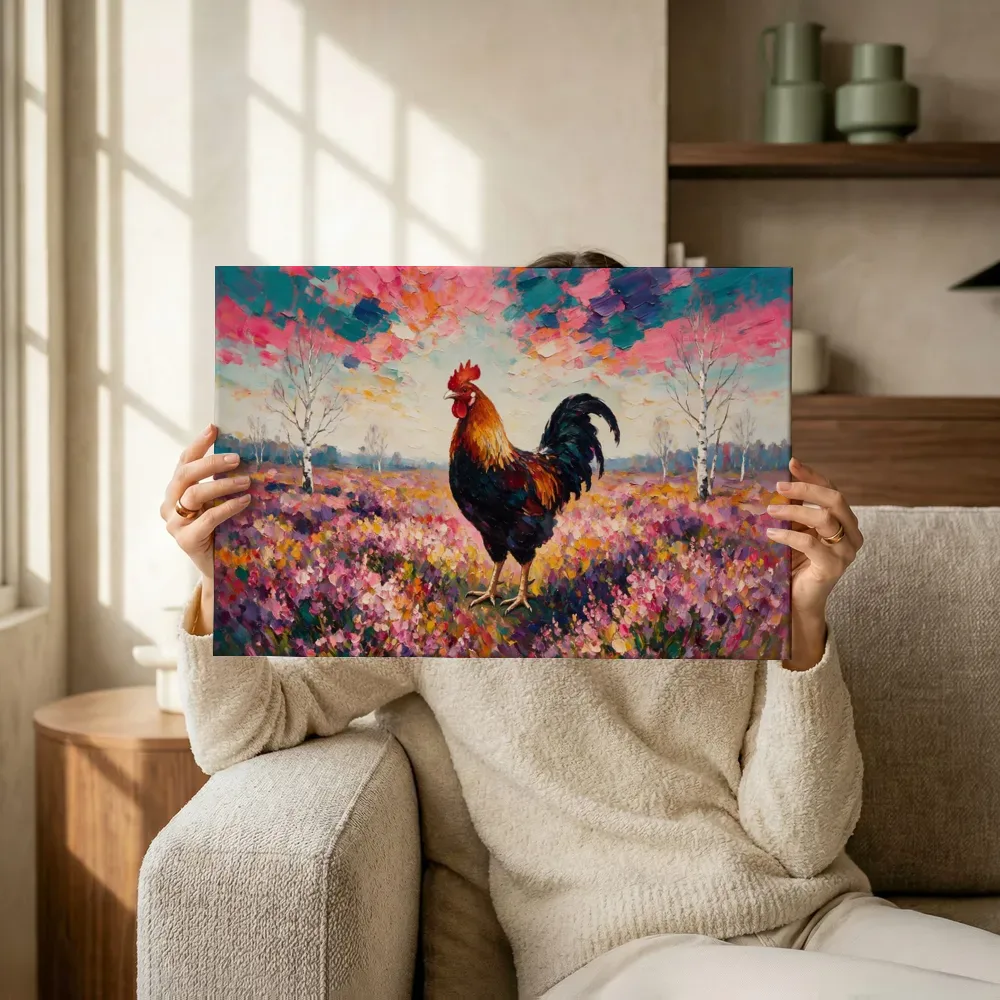 Sfeerimpressie: Heide warm in het volle beeld in een bloementuin terwijl het wordt opgehangen