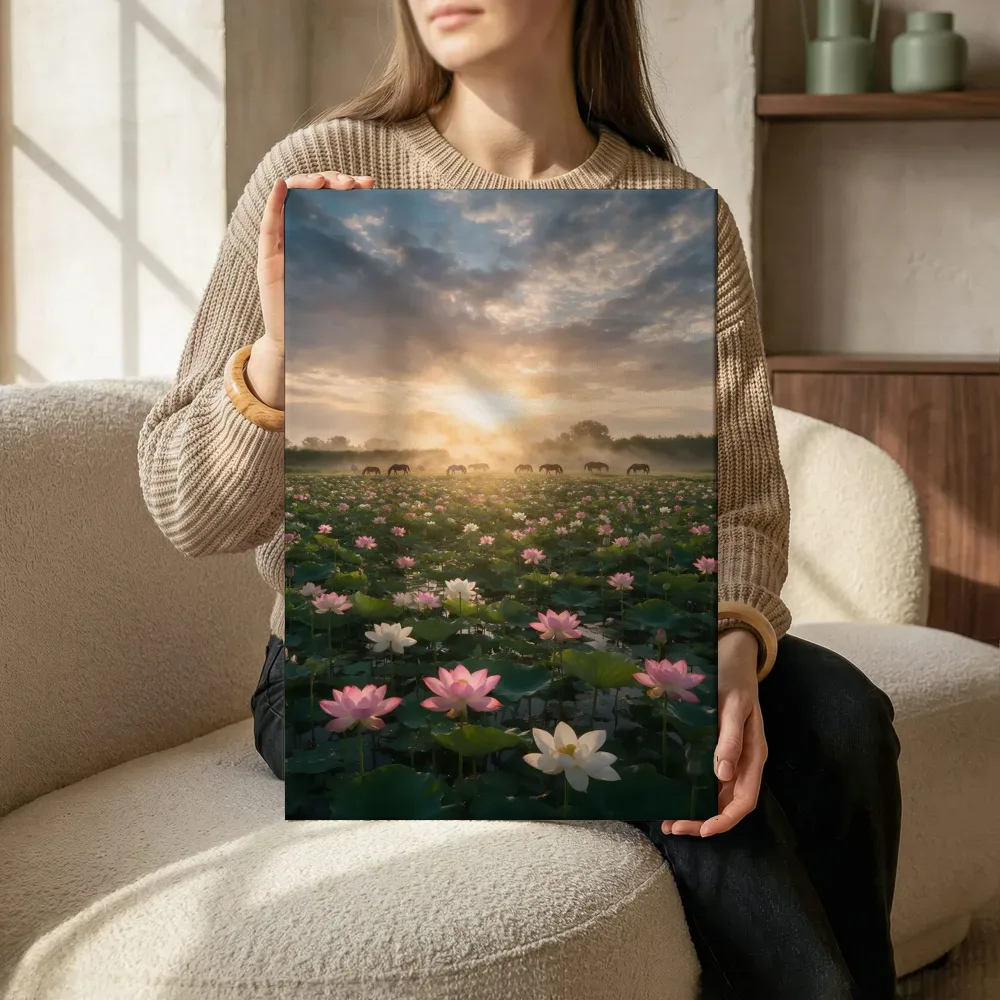 Sfeerimpressie: Heilige Lotus bij de zonsopkomst 3 terwijl het zittend wordt getoond