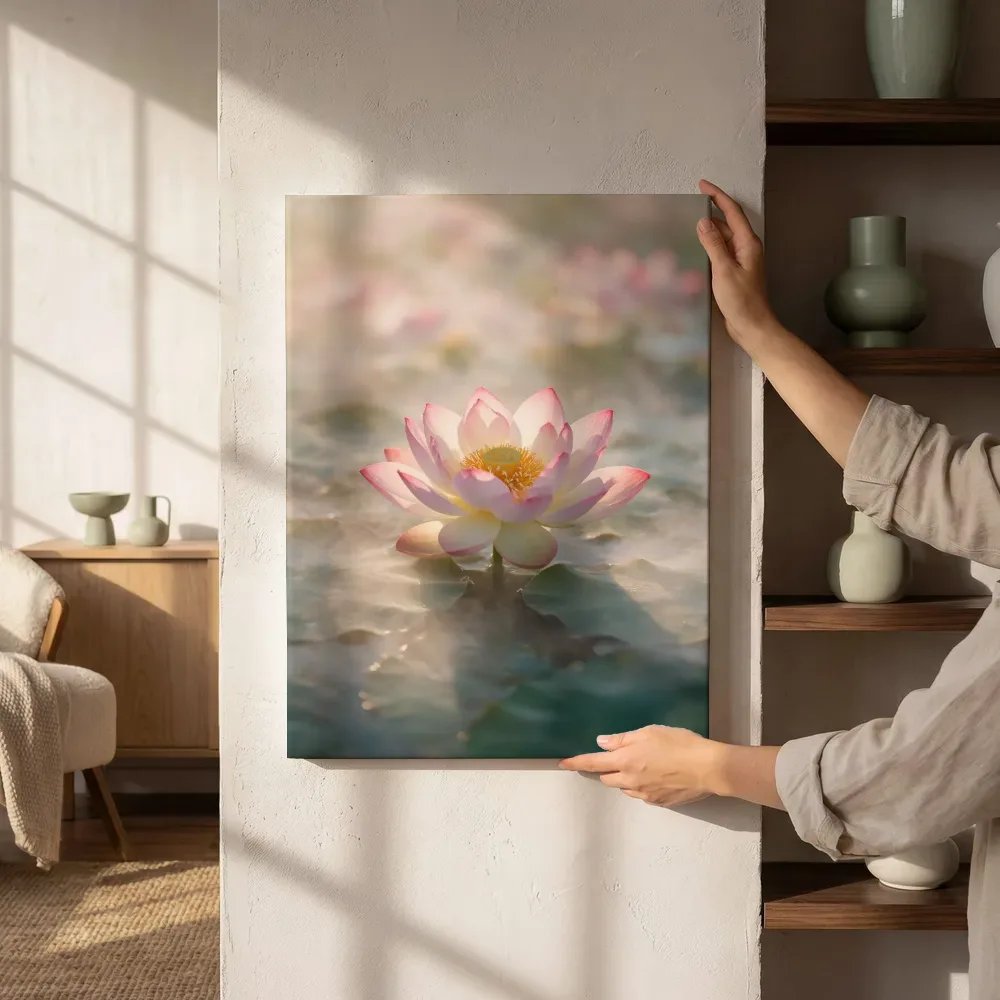 Sfeerimpressie: Heilige Lotus in de ochtendmist 3 naast de kast