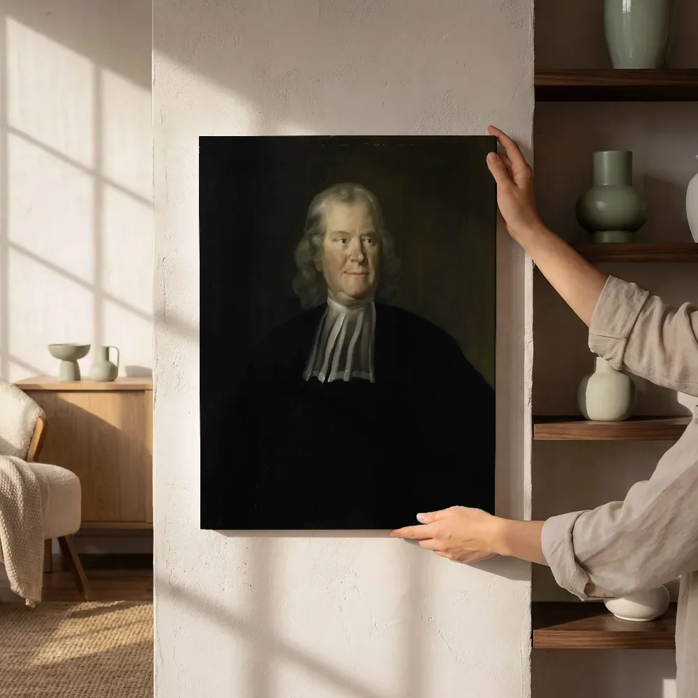 Sfeerimpressie: Hermanus Boerhaave (1668 1738). Geneeskundige, hoogleraar aan de universiteit te Leiden van Cornelis Troost naast de kast