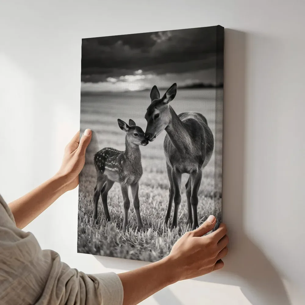 Sfeerimpressie: Hert een teder moment, een dreigende luchten met een sepia-gloed terwijl het aan de muur wordt gehangen