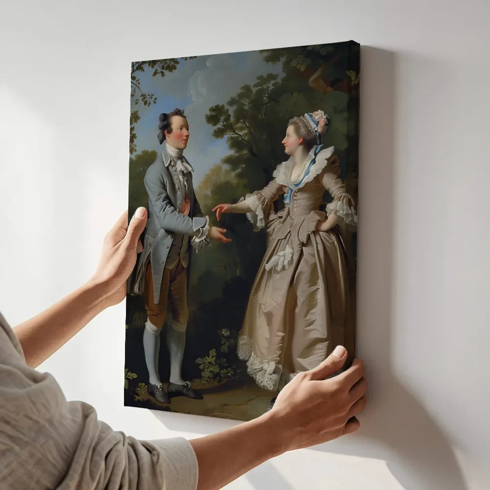 Sfeerimpressie: Het aanzoek terwijl het aan de muur wordt gehangen