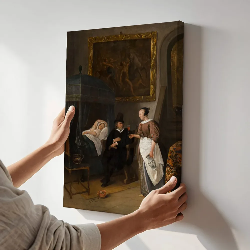 Sfeerimpressie: Het doktersbezoek van Jan Steen terwijl het aan de muur wordt gehangen