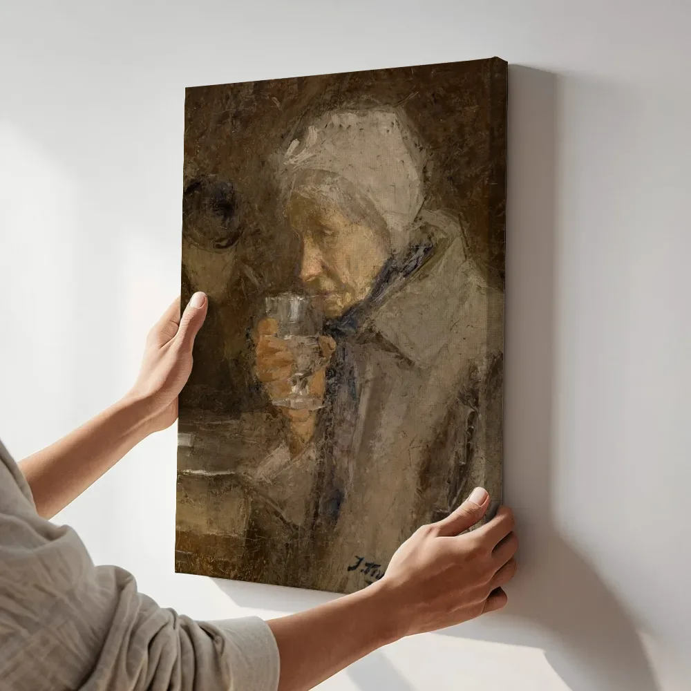 Sfeerimpressie: Het goede glas van Jan Toorop terwijl het aan de muur wordt gehangen