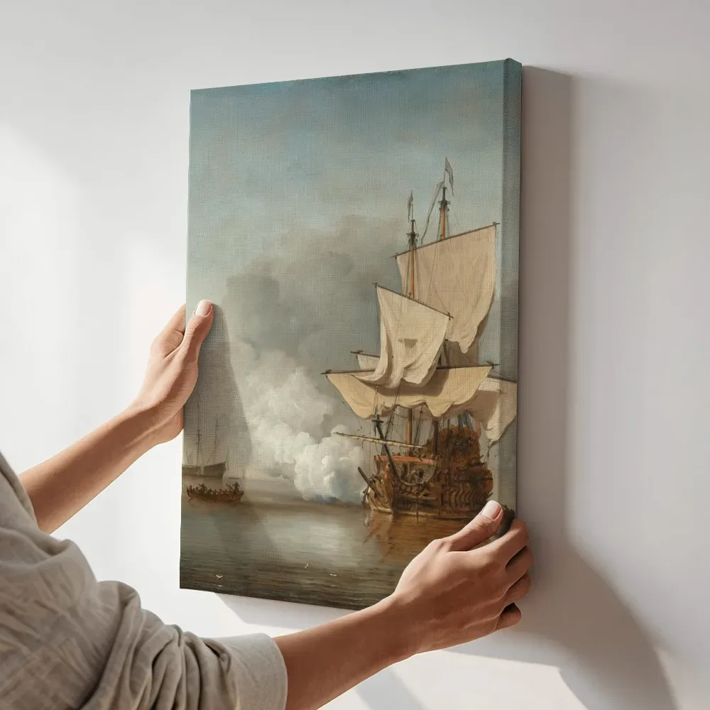 Sfeerimpressie: Het kanonschot terwijl het aan de muur wordt gehangen
