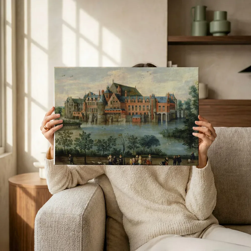 Sfeerimpressie: Het kasteel van Tervuren met de aartshertogen Albrecht en Isabella van Jan Brueghel de Oude terwijl het omhoog wordt gehouden