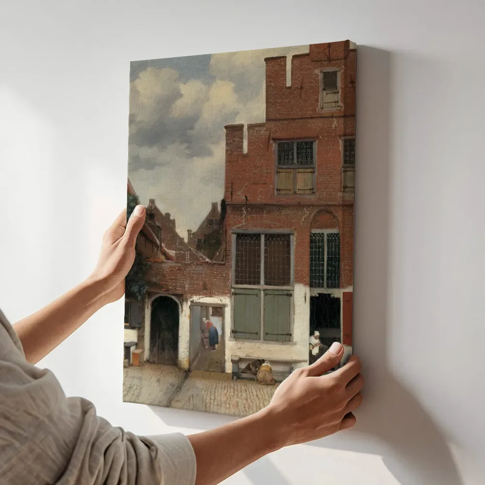 Sfeerimpressie: Het straatje terwijl het aan de muur wordt gehangen